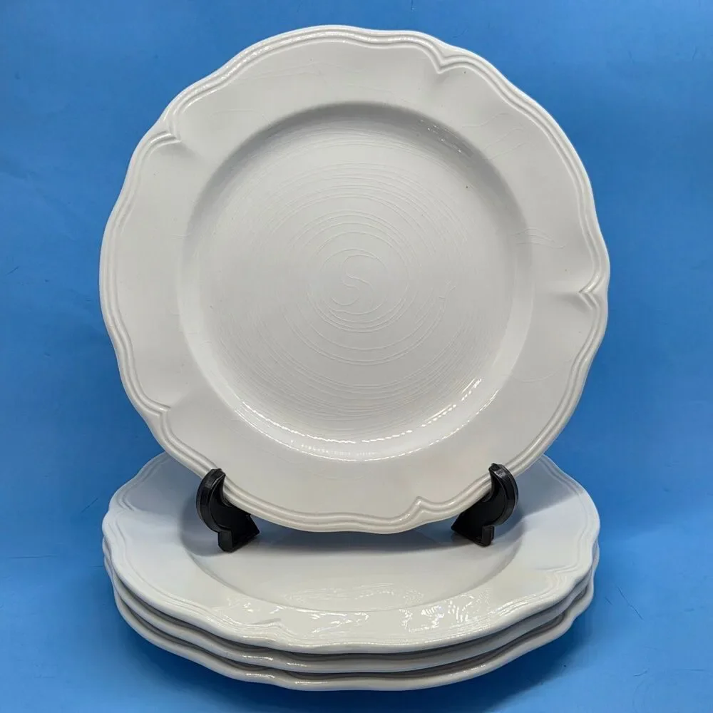 4 Federalist Ironstone White 10 5/8” Dinner Plates 4238 Made in Japan Read
